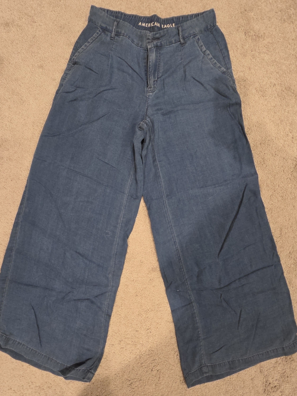 American Eagle Outfitters Wide Leg Jeans in Denim Blue